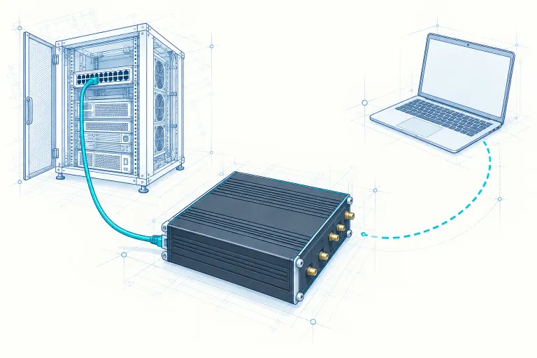 Pentest Box zwischen Kundennetz und entferntem AWARE7-Testteam.