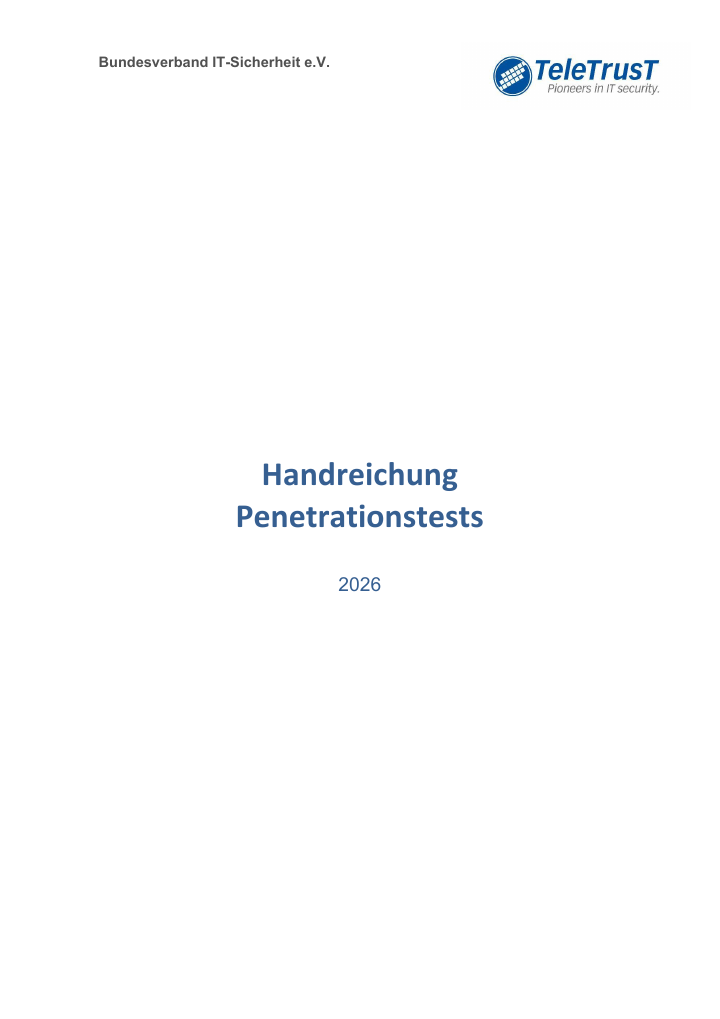 Titelseite der TeleTrusT-Handreichung Penetrationstests 2026