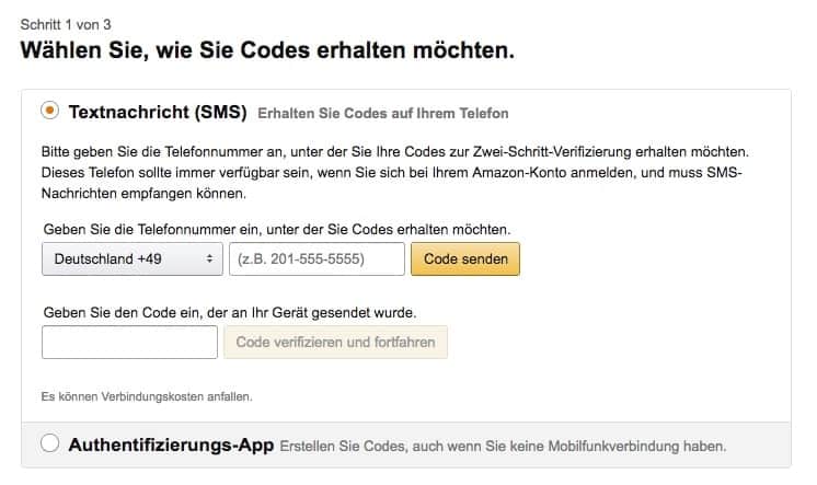 Amazon Konto sichern durch einen zweiten Faktor. Aber welchen?