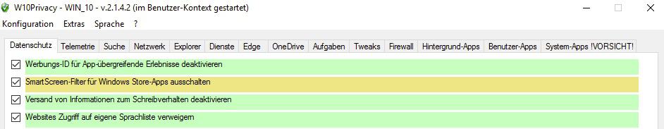 Die Windows 10 Privatsphäre Einstellungen können mit W10 Privacy auch manuell angepasst werden.