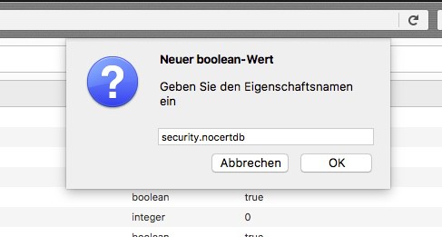 Fingerprinting verhindern mit security.nocertdb