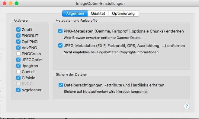 Bilder komprimieren mit imageoptim algo