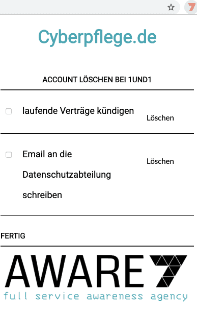Cyberpflege Addon in Chrome im Light-Mode