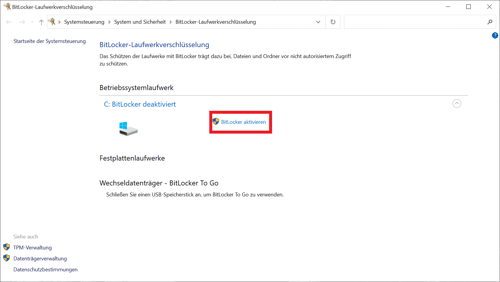 Bitlocker - Aktivieren