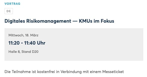 Der angekündigte Vortrag zum digitalen Risikomanagement von Matteo Große-Kampmann