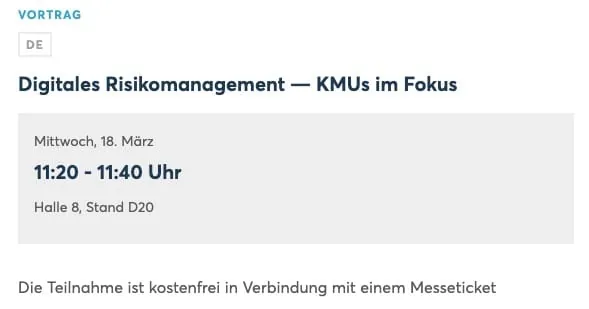 Der angekündigte Vortrag zum digitalen Risikomanagement von Matteo Große-Kampmann