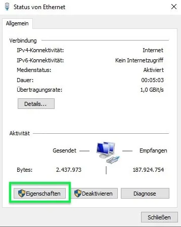 Status der Netzwerkverbindung