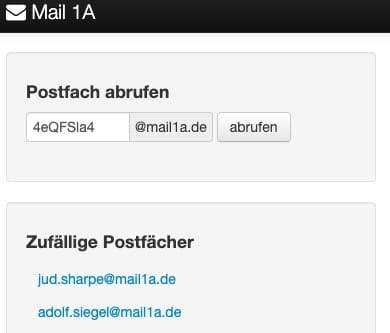Trashmail Anbieter Mail1A