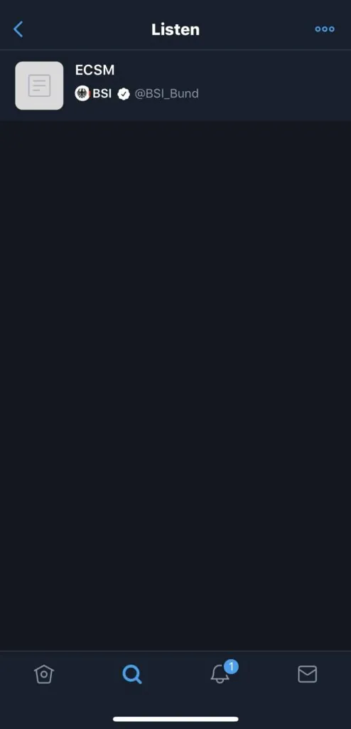 Twitter-Profil des BSI zeigt alle öffentlichen Listen des Accounts im Drei-Punkte-Menü