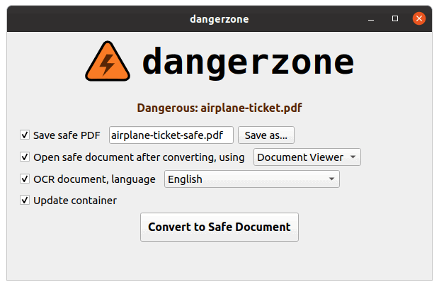 Schwachstellen in PDF Dateien schließen - mit Dangerzone