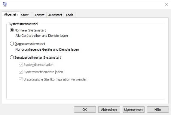 MS Config bietet viele Optionen und Infos über das System (Quelle: Screenshot Windows 10)