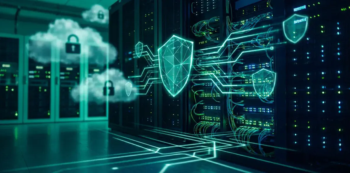 Google Workspace Security Hardening: Für Unternehmen und KMU - Illustration zu Cloud-Sicherheit und verschluesselter Datenuebertragung