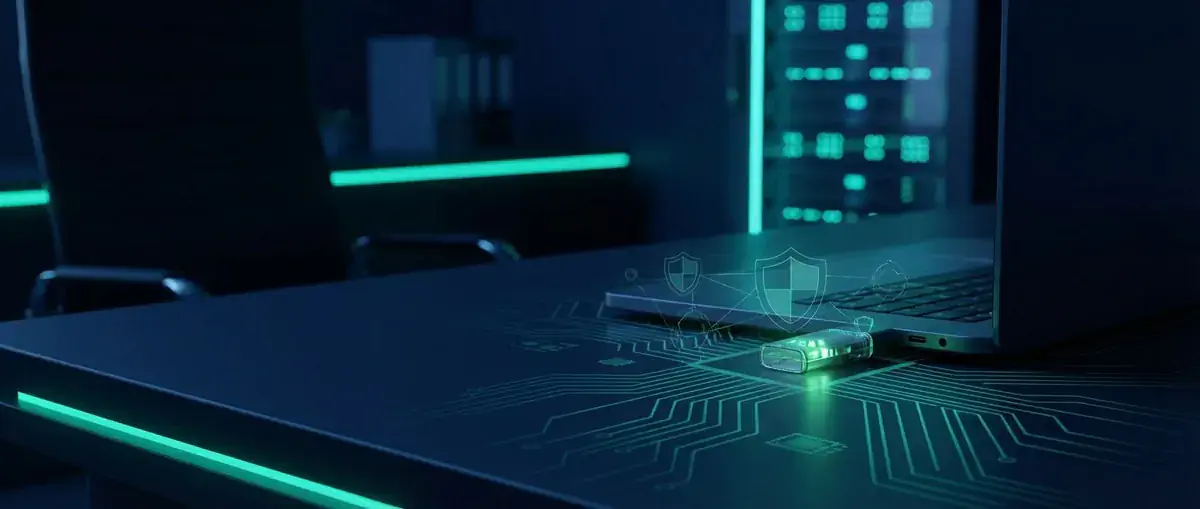 Maus Jiggler - kleines Gerät, großes Sicherheitsrisiko - Illustration zu IT-Sicherheitsbewusstsein und Mitarbeiterschulung