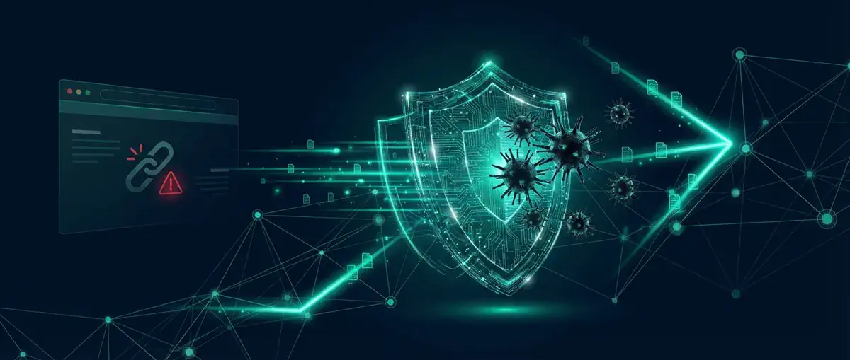 Neue Emotet Kampagne arbeitet mit Links auf Websites! - Illustration eines Phishing-Angriffs mit verdaechtiger E-Mail und Warnsignalen